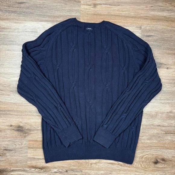 Vintage navy blue nautica cable knit sweater‎ with logo - Picture 3 of 5
